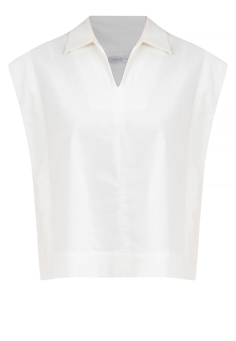 Kareen Collared Neckline Cotton Top