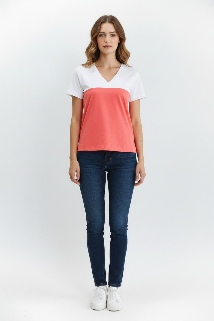Taryn Two-Tone Cotton Top - Cole Vintage