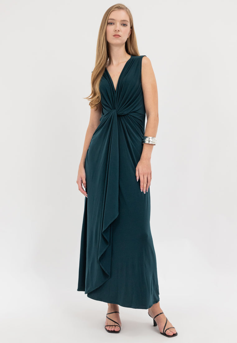 Xanthea Sleeveless Drape Jersey Maxi Dress