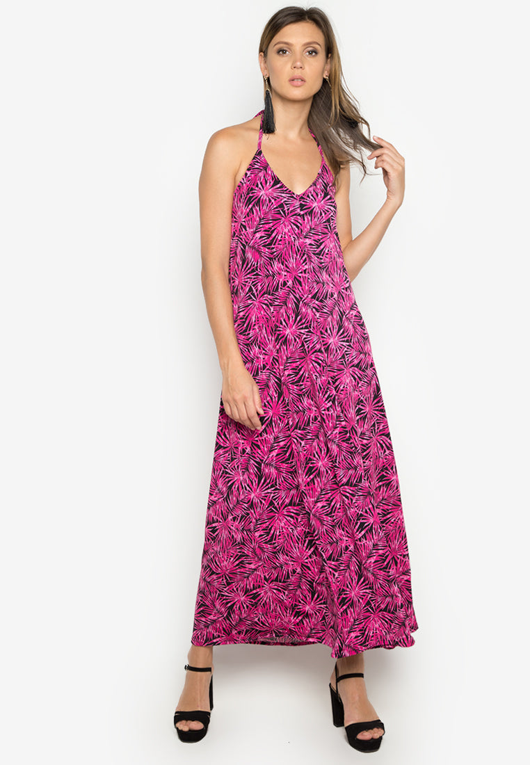 Priscilla Fuchsia/Black Maxi Dress - Cole Vintage